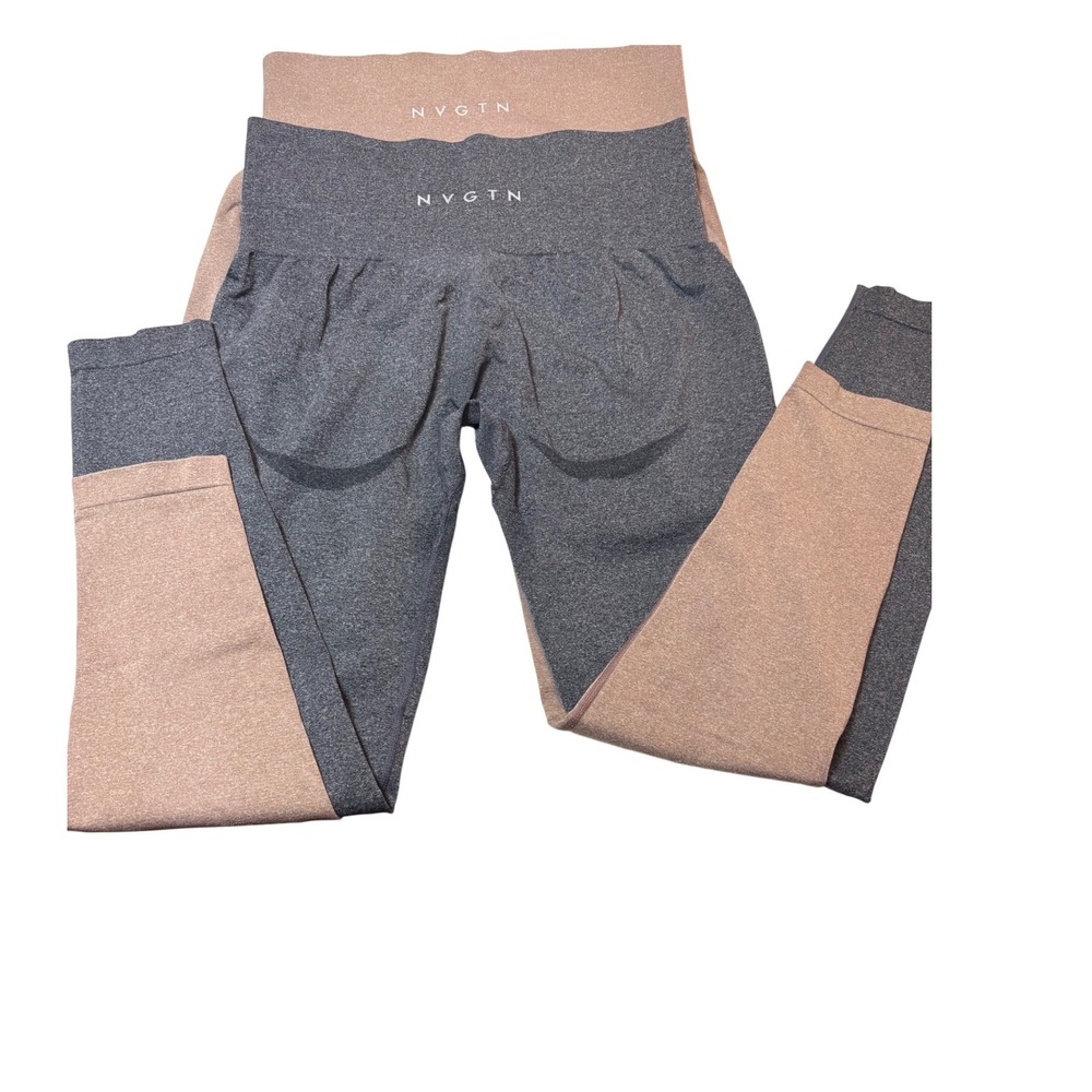 NVGTN Seamless Leggings Womens small brown Grey GUC Crotch Flaw Set of 2‎